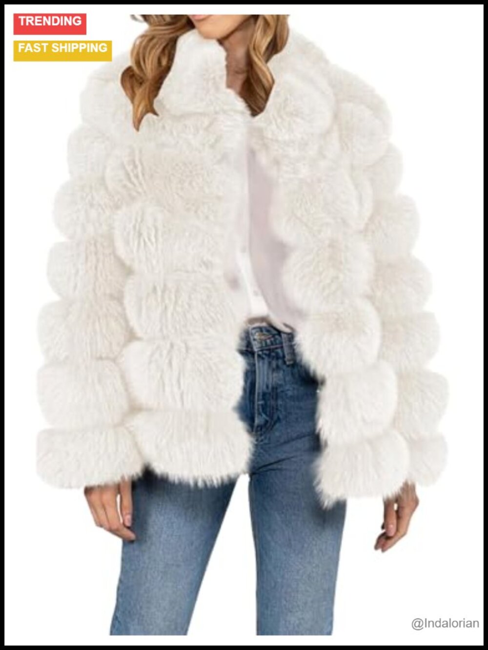 Faux Fur Jacket Loose Zip Up Coat with Pockets